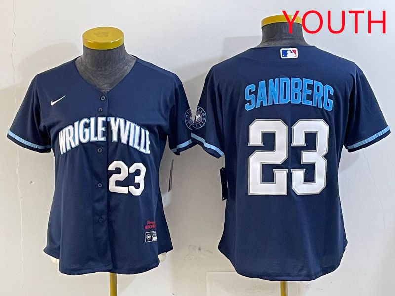 Youth Chicago Cubs 23 Sandberg Blue City Edition Game 2025 Nike MLB Jersey style 3